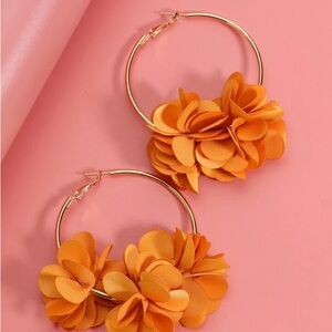 Exquisite Fabric Flower Hoop Earrings Bohemian Style